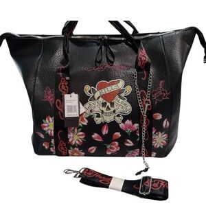 ❤️Ed Hardy Black “Love Kills Slowly” Large Tote/Weekender Bag❤️NWT
